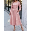 image:imageANRABESS Womens Long Sleeve Midi Dress Striped Fall Casual Dress  Elastic Waist Flowy A Line Dresses With Pockets Work Travel Beach Vacation Clothes Lightweight Breathable Summer OutfitsLightcoral White Stripe