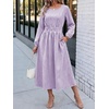 image:imageANRABESS Womens Long Sleeve Midi Dress Striped Fall Casual Dress  Elastic Waist Flowy A Line Dresses With Pockets Work Travel Beach Vacation Clothes Lightweight Breathable Summer OutfitsPurple White Stripe