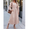 image:imageANRABESS Womens Long Sleeve Midi Dress Striped Fall Casual Dress  Elastic Waist Flowy A Line Dresses With Pockets Work Travel Beach Vacation Clothes Lightweight Breathable Summer OutfitsLight Brown White Stripe