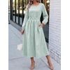 image:imageANRABESS Womens Long Sleeve Midi Dress Striped Fall Casual Dress  Elastic Waist Flowy A Line Dresses With Pockets Work Travel Beach Vacation Clothes Lightweight Breathable Summer OutfitsGreen White Stripe