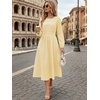 image:imageANRABESS Womens Long Sleeve Midi Dress Striped Fall Casual Dress  Elastic Waist Flowy A Line Dresses With Pockets Work Travel Beach Vacation Clothes Lightweight Breathable Summer OutfitsYellow White Stripe