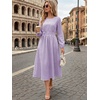 image:imageANRABESS Womens Long Sleeve Midi Dress Striped Fall Casual Dress  Elastic Waist Flowy A Line Dresses With Pockets Work Travel Beach Vacation Clothes Lightweight Breathable Summer OutfitsPurple White Stripe