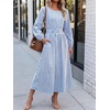image:imageANRABESS Womens Long Sleeve Midi Dress Striped Fall Casual Dress  Elastic Waist Flowy A Line Dresses With Pockets Work Travel Beach Vacation Clothes Lightweight Breathable Summer OutfitsBlue White Stripe