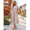 image:imageANRABESS Womens Long Sleeve Midi Dress Striped Fall Casual Dress  Elastic Waist Flowy A Line Dresses With Pockets Work Travel Beach Vacation Clothes Lightweight Breathable Summer OutfitsLight Brown White Stripe