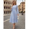 image:imageANRABESS Womens Long Sleeve Midi Dress Striped Fall Casual Dress  Elastic Waist Flowy A Line Dresses With Pockets Work Travel Beach Vacation Clothes Lightweight Breathable Summer OutfitsBlue White Stripe