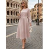 image:imageANRABESS Womens Long Sleeve Midi Dress Striped Fall Casual Dress  Elastic Waist Flowy A Line Dresses With Pockets Work Travel Beach Vacation Clothes Lightweight Breathable Summer OutfitsLight Brown White Stripe