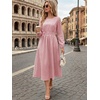 image:imageANRABESS Womens Long Sleeve Midi Dress Striped Fall Casual Dress  Elastic Waist Flowy A Line Dresses With Pockets Work Travel Beach Vacation Clothes Lightweight Breathable Summer OutfitsLightcoral White Stripe