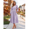 image:imageANRABESS Womens Long Sleeve Midi Dress Striped Fall Casual Dress  Elastic Waist Flowy A Line Dresses With Pockets Work Travel Beach Vacation Clothes Lightweight Breathable Summer OutfitsPurple White Stripe