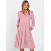 image:imageANRABESS Womens Long Sleeve Midi Dresses  V Neck Swing Tiered Dress Beach Vacation Work Business Casual 2026 Fall Summer Flowy OutfitBright Pink
