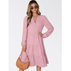 image:imageANRABESS Womens Long Sleeve Midi Dresses  V Neck Swing Tiered Dress Beach Vacation Work Business Casual 2026 Fall Summer Flowy OutfitBright Pink