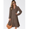 image:imageANRABESS Womens Long Sleeve Midi Dresses  V Neck Swing Tiered Dress Beach Vacation Work Business Casual 2026 Fall Summer Flowy OutfitBrown