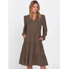 image:imageANRABESS Womens Long Sleeve Midi Dresses  V Neck Swing Tiered Dress Beach Vacation Work Business Casual 2026 Fall Summer Flowy OutfitBrown