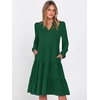 image:imageANRABESS Womens Long Sleeve Midi Dresses  V Neck Swing Tiered Dress Beach Vacation Work Business Casual 2026 Fall Summer Flowy OutfitForest Green