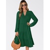 image:imageANRABESS Womens Long Sleeve Midi Dresses  V Neck Swing Tiered Dress Beach Vacation Work Business Casual 2026 Fall Summer Flowy OutfitForest Green