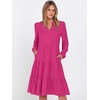 image:imageANRABESS Womens Long Sleeve Midi Dresses  V Neck Swing Tiered Dress Beach Vacation Work Business Casual 2026 Fall Summer Flowy OutfitHot Pink