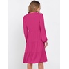 image:imageANRABESS Womens Long Sleeve Midi Dresses  V Neck Swing Tiered Dress Beach Vacation Work Business Casual 2026 Fall Summer Flowy OutfitHot Pink