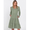 image:imageANRABESS Womens Long Sleeve Midi Dresses  V Neck Swing Tiered Dress Beach Vacation Work Business Casual 2026 Fall Summer Flowy OutfitLight Green