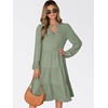 image:imageANRABESS Womens Long Sleeve Midi Dresses  V Neck Swing Tiered Dress Beach Vacation Work Business Casual 2026 Fall Summer Flowy OutfitLight Green