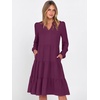 image:imageANRABESS Womens Long Sleeve Midi Dresses  V Neck Swing Tiered Dress Beach Vacation Work Business Casual 2026 Fall Summer Flowy OutfitPurple Red