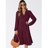image:imageANRABESS Womens Long Sleeve Midi Dresses  V Neck Swing Tiered Dress Beach Vacation Work Business Casual 2026 Fall Summer Flowy OutfitWine Red