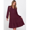image:imageANRABESS Womens Long Sleeve Midi Dresses  V Neck Swing Tiered Dress Beach Vacation Work Business Casual 2026 Fall Summer Flowy OutfitWine Red