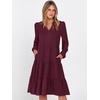 image:imageANRABESS Womens Long Sleeve Midi Dresses  V Neck Swing Tiered Dress Beach Vacation Work Business Casual 2026 Fall Summer Flowy OutfitWine Red