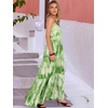 image:imageANRABESS Womens Maxi Dress 2026 Summer Casual Sleeveless Spaghetti Strap Boho Sundress Flowy Tiered Beach Vacation Long DressLight Green Printed