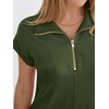 image:imageANRABESS Womens Summer Casual Half Zip Cap Sleeve Trendy WrinkleFree Tshirt Dress 2026 Spring Beach Vacation Short DressesArmy Green