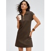 image:imageANRABESS Womens Summer Casual Half Zip Cap Sleeve Trendy WrinkleFree Tshirt Dress 2026 Spring Beach Vacation Short DressesBrown