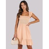 image:imageANRABESS Womens Summer Casual Sleeveless Square Neck Dress 2026 Smocked Ruffle Backless Boho Beach Cute Teen Short SundressApricot