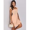 image:imageANRABESS Womens Summer Casual Sleeveless Square Neck Dress 2026 Smocked Ruffle Backless Boho Beach Cute Teen Short SundressApricot