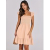 image:imageANRABESS Womens Summer Casual Sleeveless Square Neck Dress 2026 Smocked Ruffle Backless Boho Beach Cute Teen Short SundressApricot