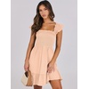 image:imageANRABESS Womens Summer Casual Sleeveless Square Neck Dress 2026 Smocked Ruffle Backless Boho Beach Cute Teen Short SundressApricot