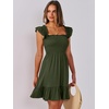 image:imageANRABESS Womens Summer Casual Sleeveless Square Neck Dress 2026 Smocked Ruffle Backless Boho Beach Cute Teen Short SundressArmy Green