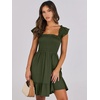 image:imageANRABESS Womens Summer Casual Sleeveless Square Neck Dress 2026 Smocked Ruffle Backless Boho Beach Cute Teen Short SundressArmy Green