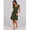 image:imageANRABESS Womens Summer Casual Sleeveless Square Neck Dress 2026 Smocked Ruffle Backless Boho Beach Cute Teen Short SundressArmy Green