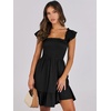image:imageANRABESS Womens Summer Casual Sleeveless Square Neck Dress 2026 Smocked Ruffle Backless Boho Beach Cute Teen Short SundressBlack