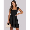 image:imageANRABESS Womens Summer Casual Sleeveless Square Neck Dress 2026 Smocked Ruffle Backless Boho Beach Cute Teen Short SundressBlack