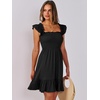 image:imageANRABESS Womens Summer Casual Sleeveless Square Neck Dress 2026 Smocked Ruffle Backless Boho Beach Cute Teen Short SundressBlack