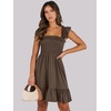 image:imageANRABESS Womens Summer Casual Sleeveless Square Neck Dress 2026 Smocked Ruffle Backless Boho Beach Cute Teen Short SundressCoffee