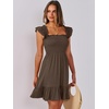 image:imageANRABESS Womens Summer Casual Sleeveless Square Neck Dress 2026 Smocked Ruffle Backless Boho Beach Cute Teen Short SundressCoffee