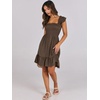 image:imageANRABESS Womens Summer Casual Sleeveless Square Neck Dress 2026 Smocked Ruffle Backless Boho Beach Cute Teen Short SundressCoffee