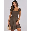 image:imageANRABESS Womens Summer Casual Sleeveless Square Neck Dress 2026 Smocked Ruffle Backless Boho Beach Cute Teen Short SundressCoffee