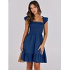 image:imageANRABESS Womens Summer Casual Sleeveless Square Neck Dress 2026 Smocked Ruffle Backless Boho Beach Cute Teen Short SundressDark Sea Blue