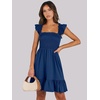 image:imageANRABESS Womens Summer Casual Sleeveless Square Neck Dress 2026 Smocked Ruffle Backless Boho Beach Cute Teen Short SundressDark Sea Blue