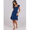image:imageANRABESS Womens Summer Casual Sleeveless Square Neck Dress 2026 Smocked Ruffle Backless Boho Beach Cute Teen Short SundressDark Sea Blue