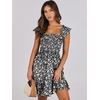 image:imageANRABESS Womens Summer Casual Sleeveless Square Neck Dress 2026 Smocked Ruffle Backless Boho Beach Cute Teen Short SundressFloral Black White