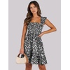 image:imageANRABESS Womens Summer Casual Sleeveless Square Neck Dress 2026 Smocked Ruffle Backless Boho Beach Cute Teen Short SundressFloral Black White