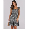 image:imageANRABESS Womens Summer Casual Sleeveless Square Neck Dress 2026 Smocked Ruffle Backless Boho Beach Cute Teen Short SundressFloral Black White