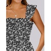 image:imageANRABESS Womens Summer Casual Sleeveless Square Neck Dress 2026 Smocked Ruffle Backless Boho Beach Cute Teen Short SundressFloral Black White